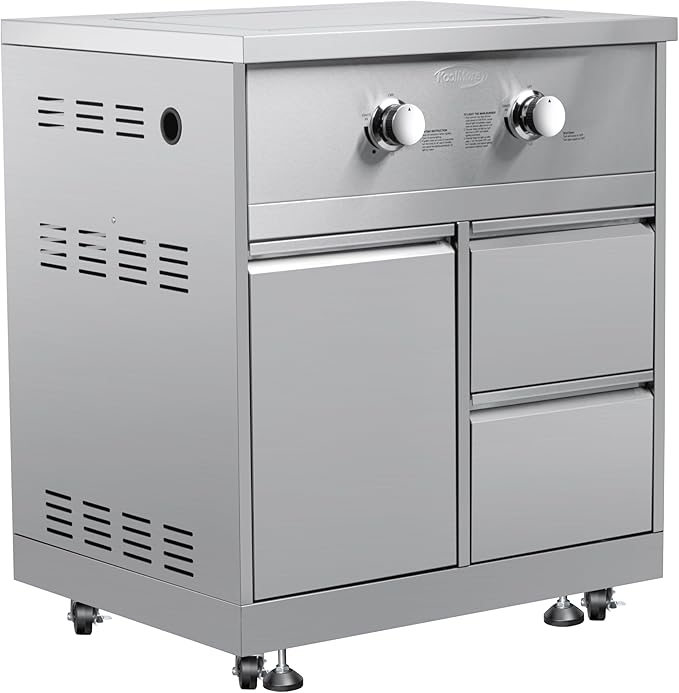 KoolMore 32 in. Outdoor Kitchen Liquid Propane Side Burner with Bottom Cabinet in Stainless-Steel (KM-OKS-SBC)