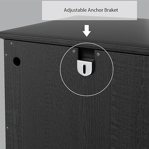 OLD CAPTAIN Wooden Tilt Out Trash Cabinet, Wooden Kitchen Garbage Can Free Standing Holder, Black Finish