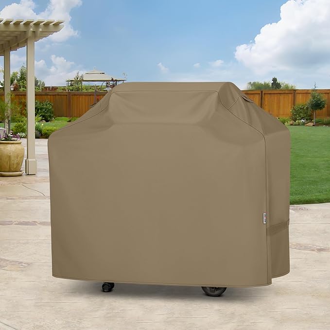 Unicook 55 Inch Grill Cover, Outdoor Heavy Duty Waterproof BBQ Cover for Weber Charbroil Nexgrill Charcoal/Gas Grills, Fade Resistant Material with Sealed Seam, All-Season Protection, Neutral Taupe