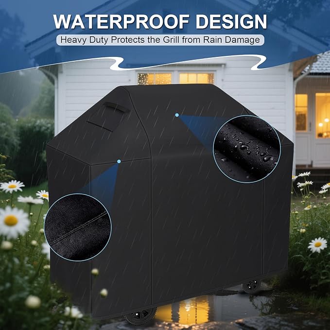 Grill Cover, Grill Covers for Outdoor Heavy Duty 52 inch, Waterproof Protection, BBQ Grill Cover with Adjustable Straps, Oxford Fabric for Weber Spirit 200 and 300 Series