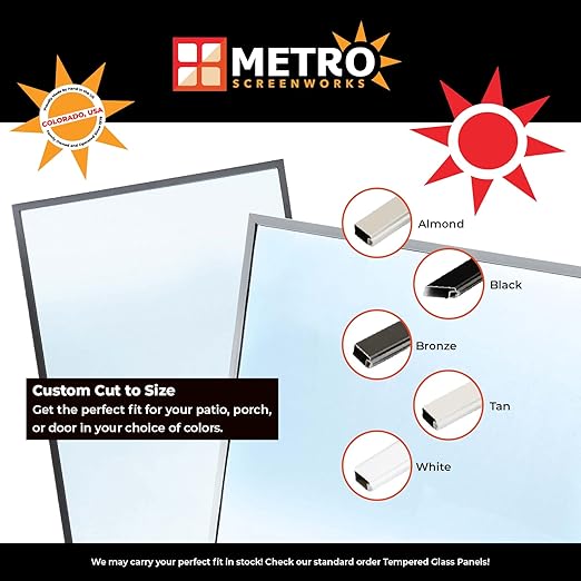 Metro Screenworks Custom Tempered Glass Panel for Porch & Patio Panels, Outdoor Enclosures & Replacement - Enclose Your Porch with Tempered Glass Panels