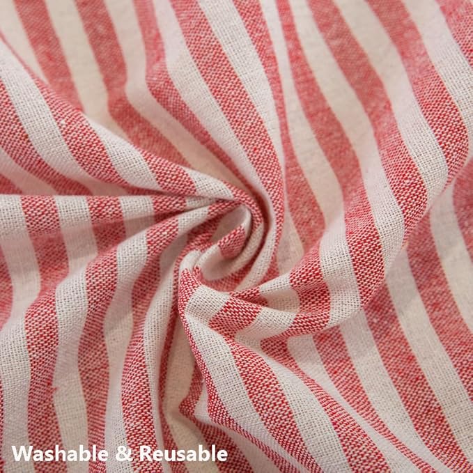TruDelve Cotton Square Tablecloth 70 x 70 Red and White Striped Cloth Tablecloths Outdoor Table Cloth for Picnic Table Cover (Red,70"x70",Square)