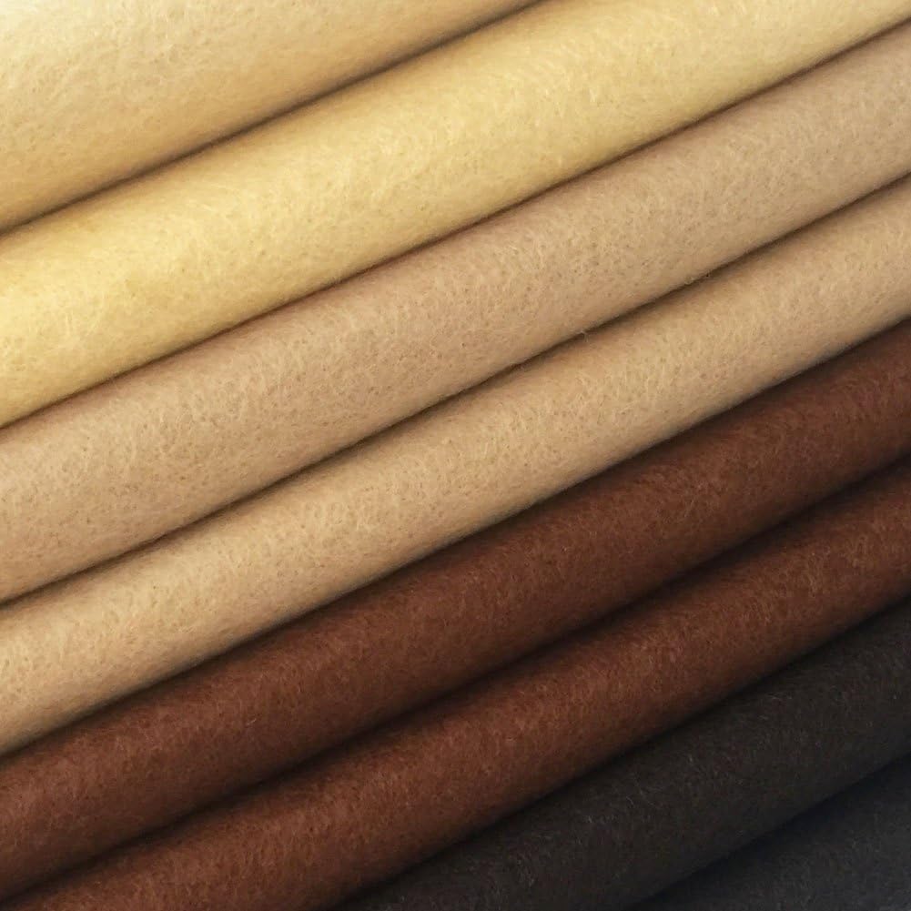 4pcs Thick 1.4mm Soft Felt Fabric Sheet Assorted Color Felt Pack DIY Craft Sewing Squares Nonwoven Patchwork (92x90cm Brown)