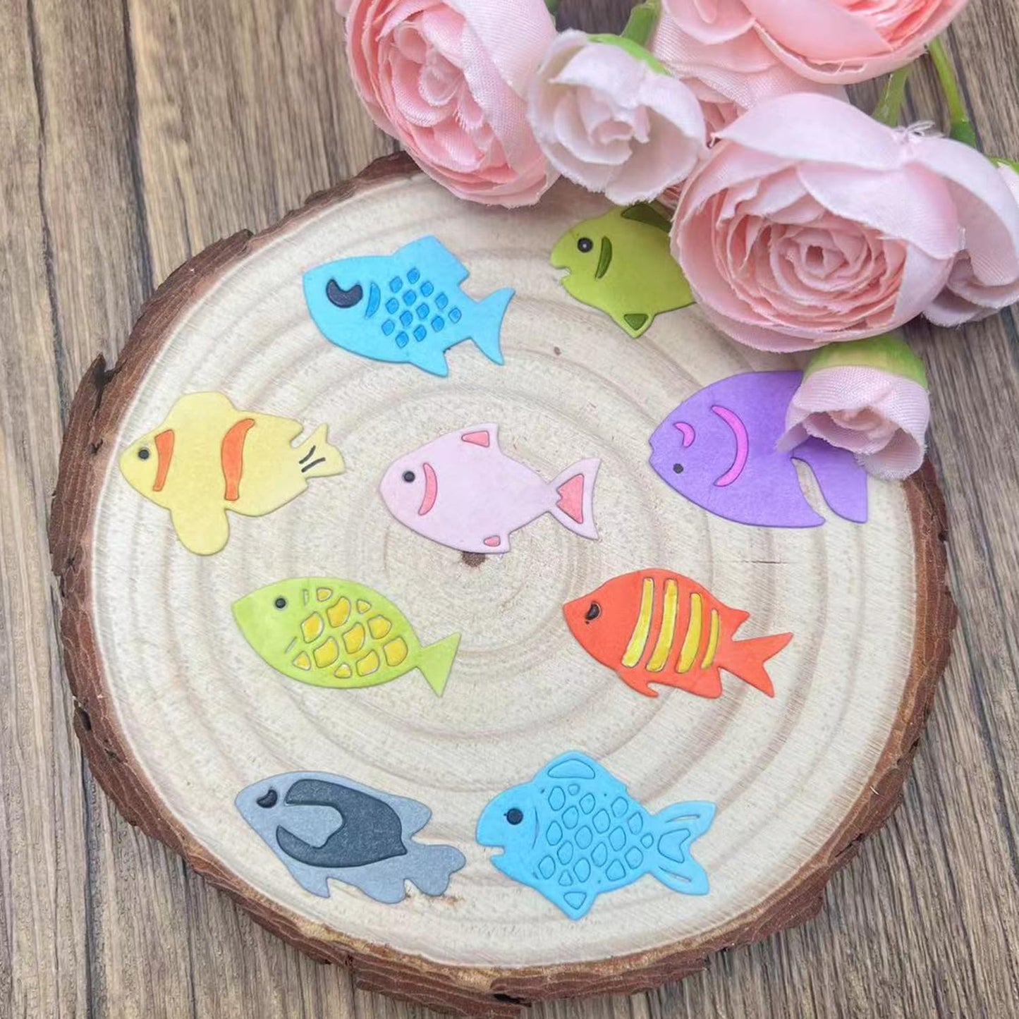 Cutting Dies Metal Stencils Scrapbooking Tools DIY Embossing Template for Paper Card Making Album Arts Crafts Supplies (9 Mini goldfish-10.3x7.4cm)