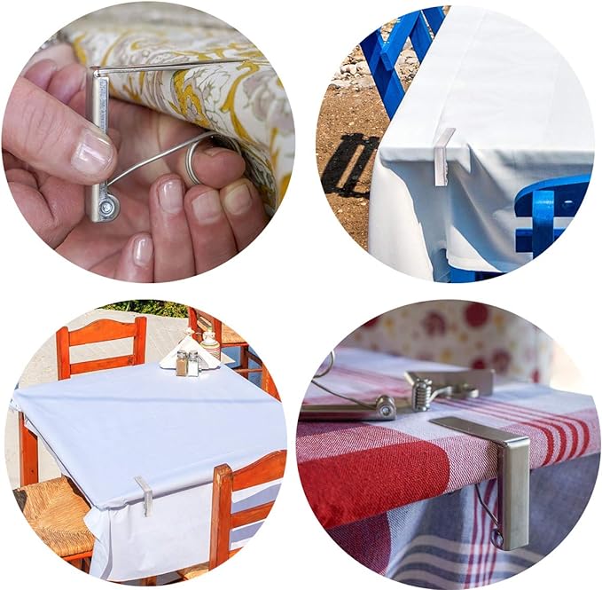 Tablecloth Clips 12 Packs Picnic Table Clips Stainless Steel Tablecloth Cover Clamps Table Cloth Holders Ideal for Home, Kitchen, Restaurant, Weeding, Picnic, Patio and Party(Up to 2.4")