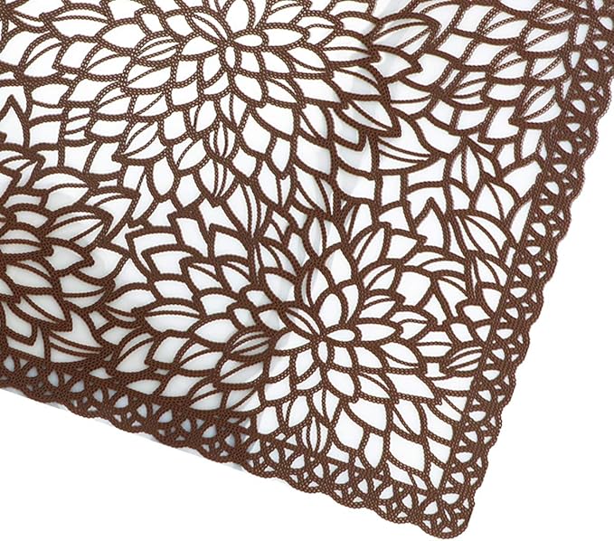 Gugrida Plastic Brown Placemats for Dining Table Tablemats Vinyl PVC Table Mats for Kitchen 6pcs(Brown, Placemats 6pcs)