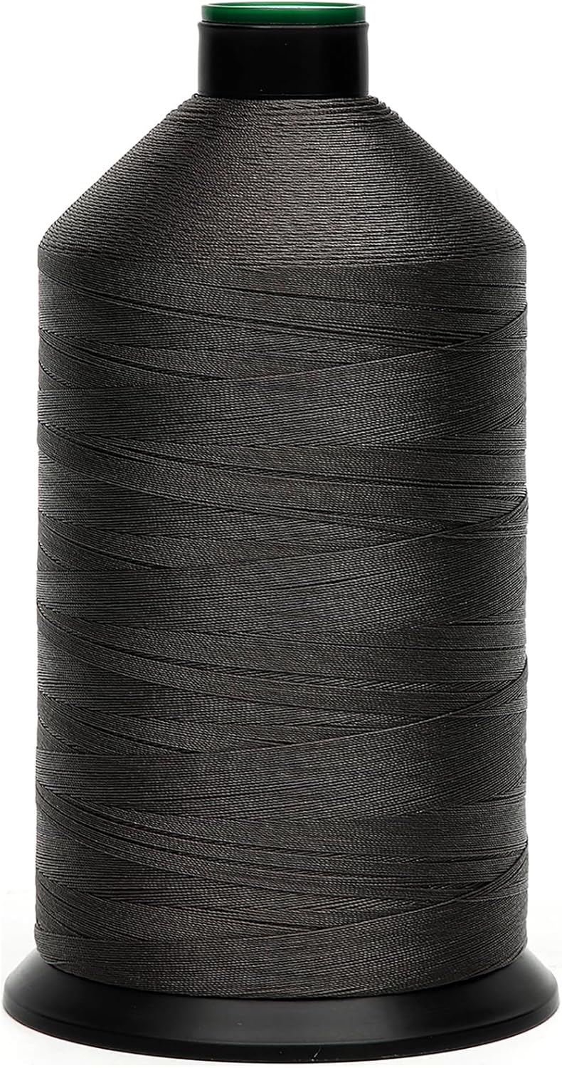 Extra Strong Bonded Nylon Thread #69 Tex70 – 16 OZ, 6000yds, Versatile Stitching Solution for Leather, Upholstery, Canvas Repair and More (Dark Gray)