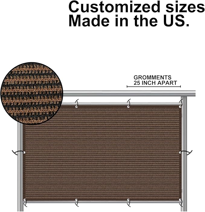 Eden's Decor Balcony Privacy Screen Brown 2'6"x 38' Cover Mesh Windscreen Weather-Resistant UV Protection for Backyard Deck, Patio, Balcony, Pool, Porch, Fence, Railing, Gardening