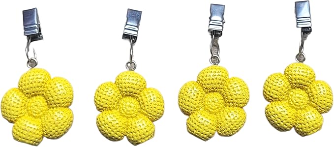 TwoFish Home Set of 4 Yellow Sunflower Resin Tablecloth Weights Clips Yellow Sunflower Handicraft Tablecloth Clamps Pack of 4
