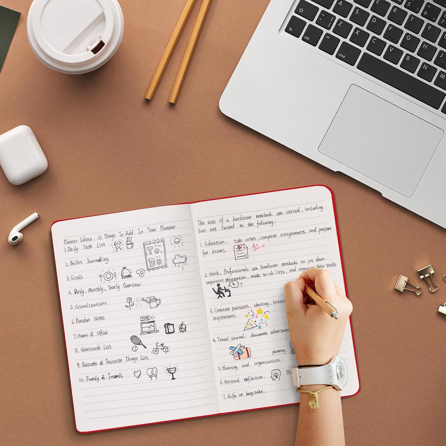 Comix Lined Journal Notebook for Women Men, Journaling Notebooks for Office School Home, 240 Pages, 5.5" x 8.3", College Ruled, A5, Hardcover, Red