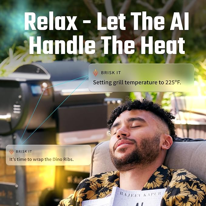 Brisk It Zelos-450 Electric Wood Pellet Smoker Grill – A.I. Smart BBQ Grill with WiFi, 450 sq.in Cooking Area,7-in-1 Outdoor Grill & Smoker, PID Controller (Up to 500°F), Meat Probe