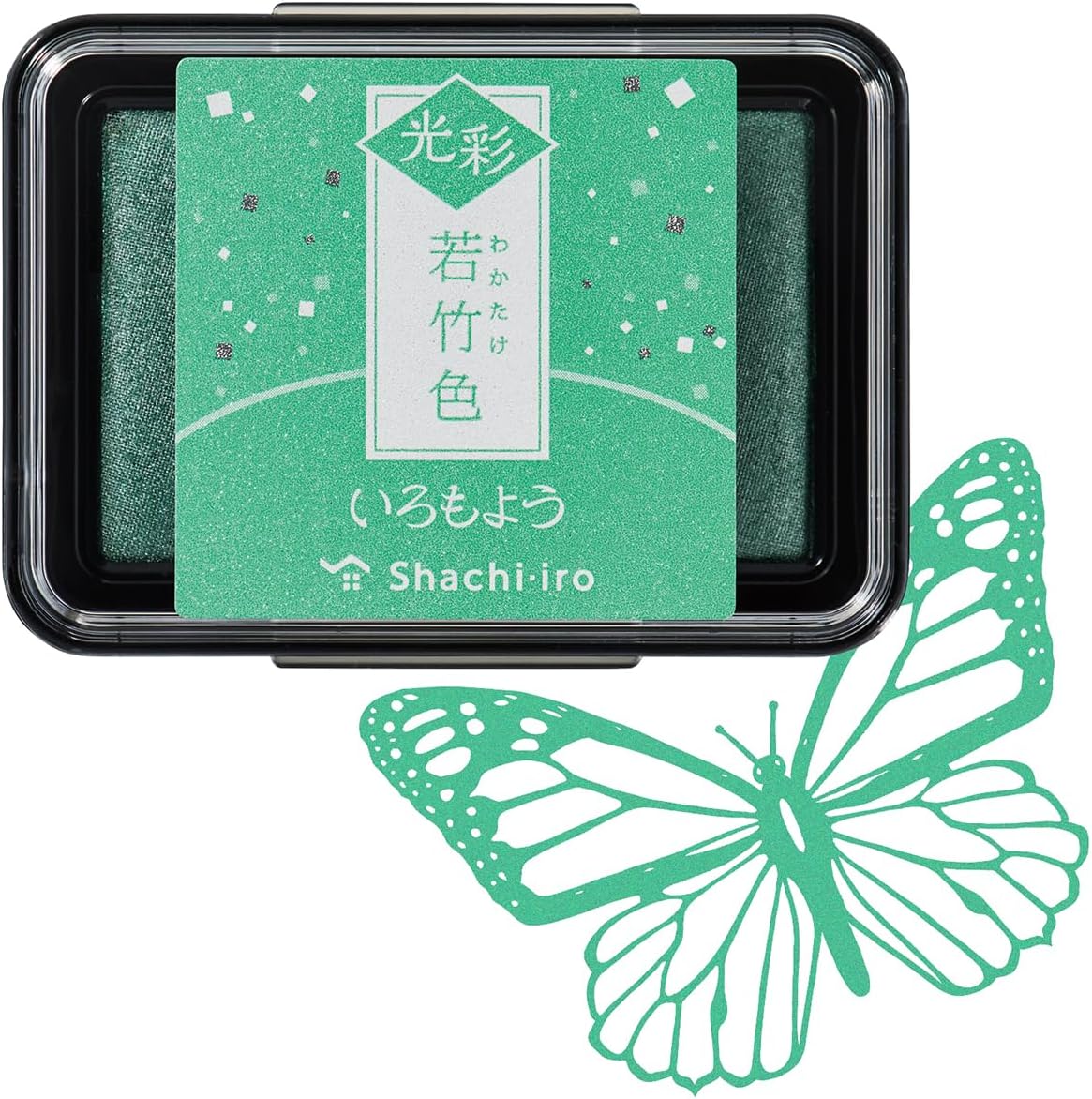 IROMOYO KOSAI Stamp PAD, Traditional, Shimmering Japanese Ink Colour, Oil-Based Ink pad - Pale Green