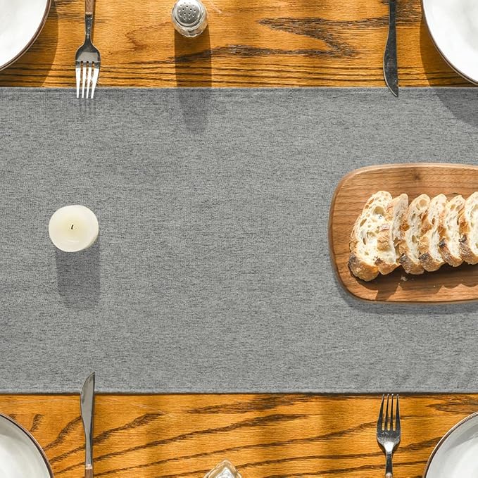 Artoid Mode Light Grey Table Runner, Seasonal Washable Kitchen Dining Table Decoration for Home Party Decor 13x108 Inch