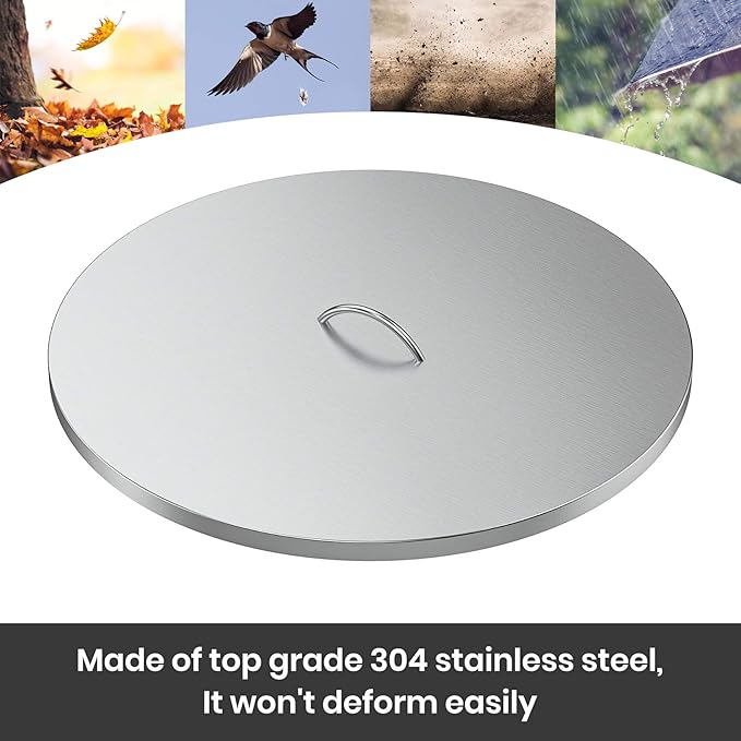 Stanbroil 28" Stainless Steel Fire Pit Cover Fits 25" Inch Round Drop-in Fire Pit Pan and 24" Round Flat Fire Pit Pan
