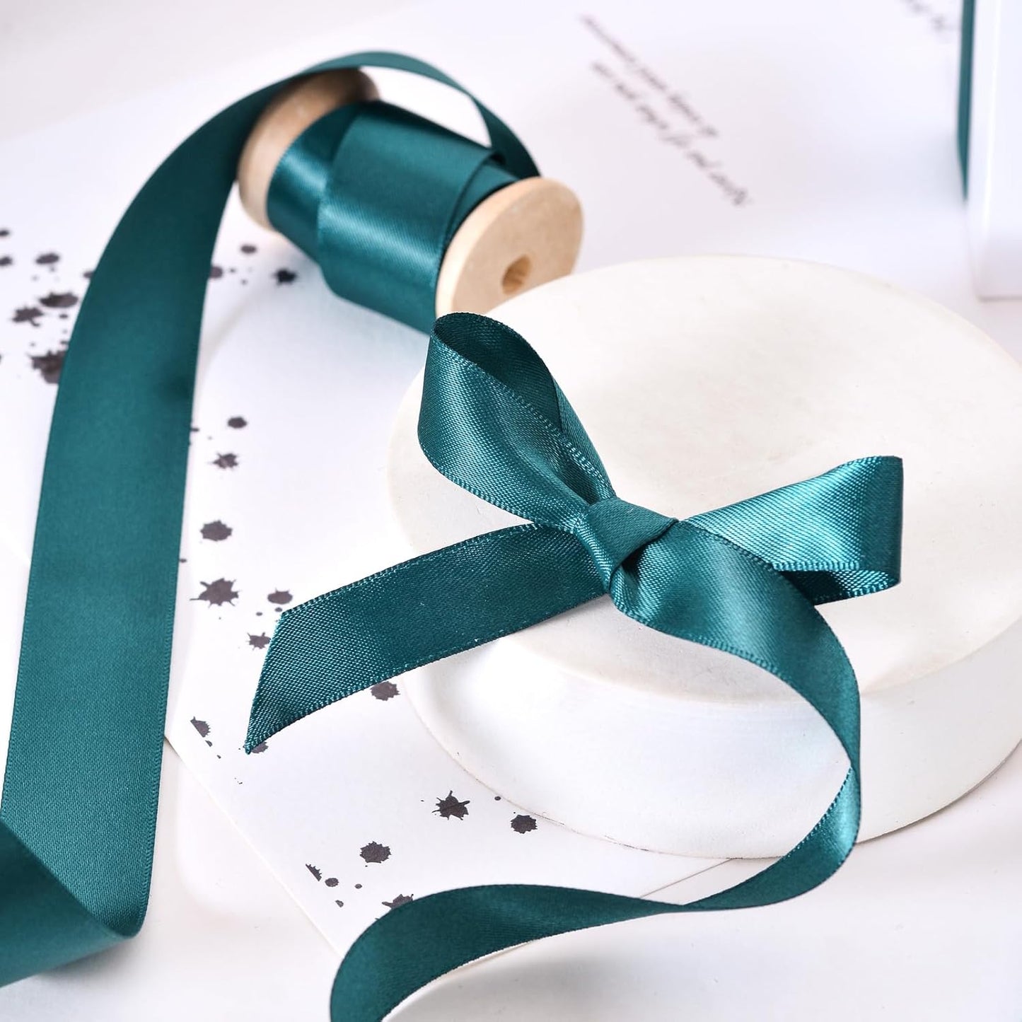 YAMA Double Face Satin Ribbon - 7/8" 25 Yards for Gift Wrapping Ribbons Roll, Teal