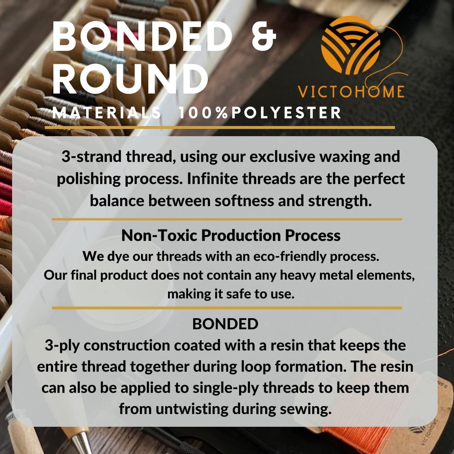 Bonded & Round Waxed Threads, 3-PLY Round Thread 12 Colors 384 Yards - Hand Sewing - All Leather Projects/Crafts/All-Purpose Threads/Macrame/Bracelet (0.45 mm, 32yd/Each)