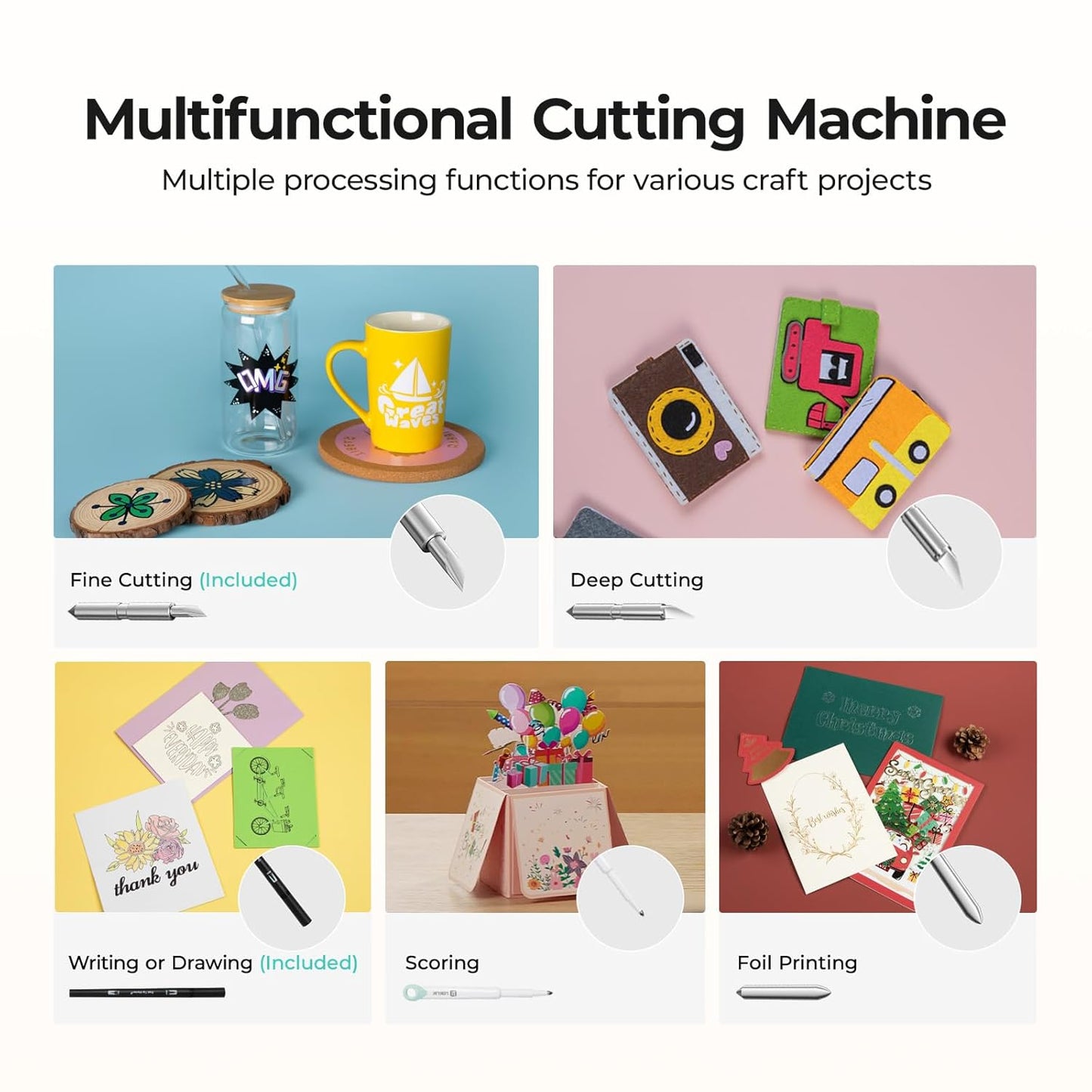 LOKLiK Cutting Machine 2 by HTVRONT - 5 in 1 Vinyl Cutter Machine with 5X Cutting Force, Cuts 100+ Materials, AI Painting, 13'' Smart Die Cutting Machine for All Crafts Cards 3D Arts Home Decor