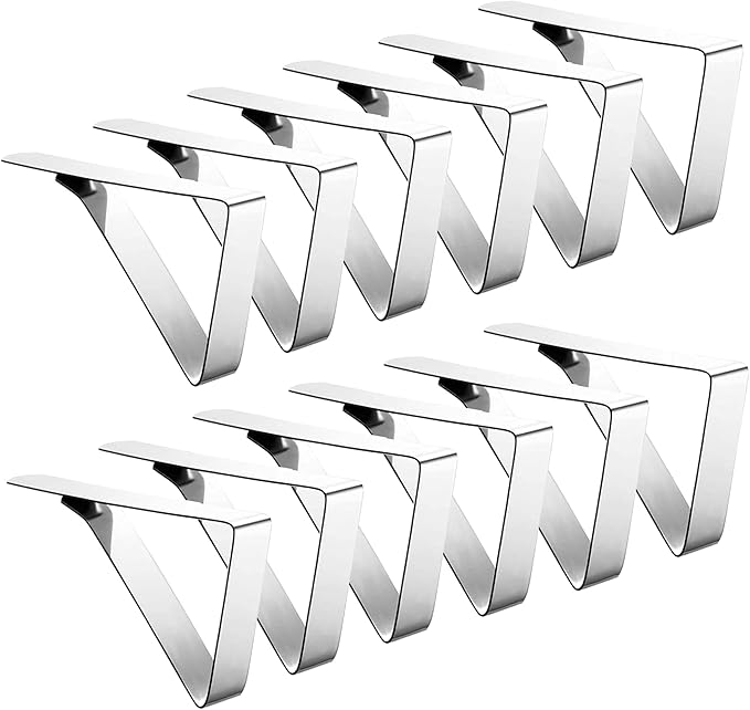 12 Pack Tablecloth Clips - Heavy Duty Picnic Table Clips, Stainless Steel Table Cloth Cover Clamps, Table Cloth Holders Ideal for Restaurant Picnics Marquees Weddings Graduation Party (12)