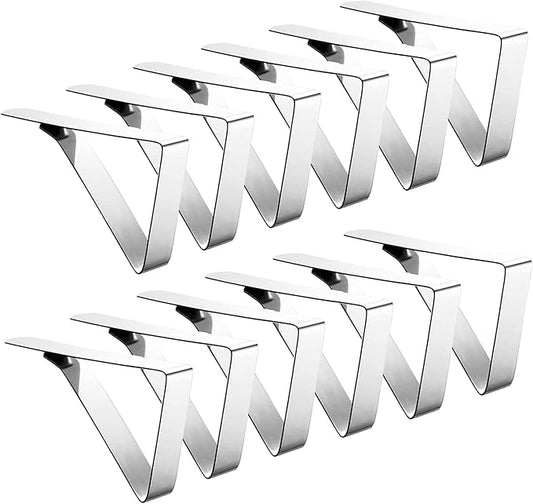 12 Pack Tablecloth Clips - Heavy Duty Picnic Table Clips, Stainless Steel Table Cloth Cover Clamps, Table Cloth Holders Ideal for Restaurant Picnics Marquees Weddings Graduation Party (12)