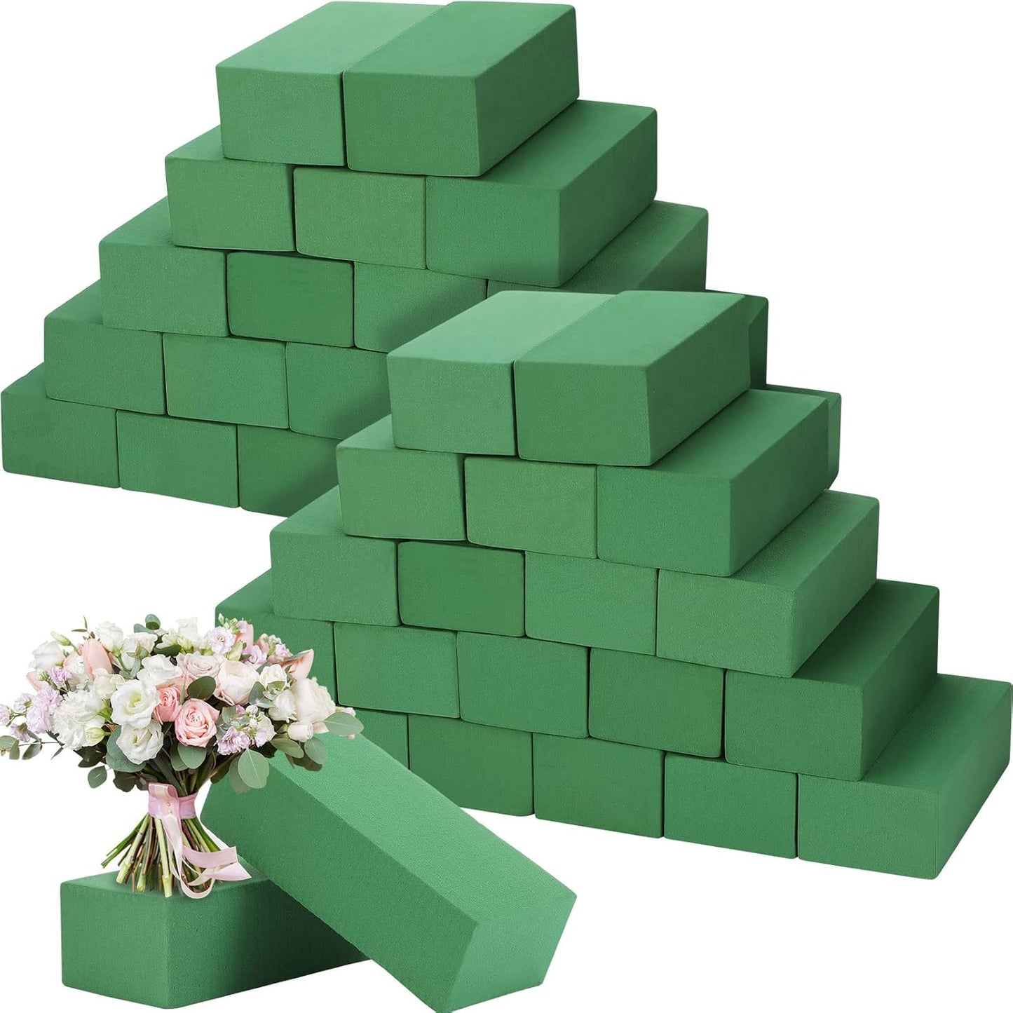 Pangda 30 Pcs Floral Foam Blocks 7. 9''lx3. 5''wx2. 4"h Green Wet and Dry Flower Foam for Fresh and Artificial Flower Arrangements Bulk Florist Supplie for Wedding, Birthdays, Diys, Arts, Crafts