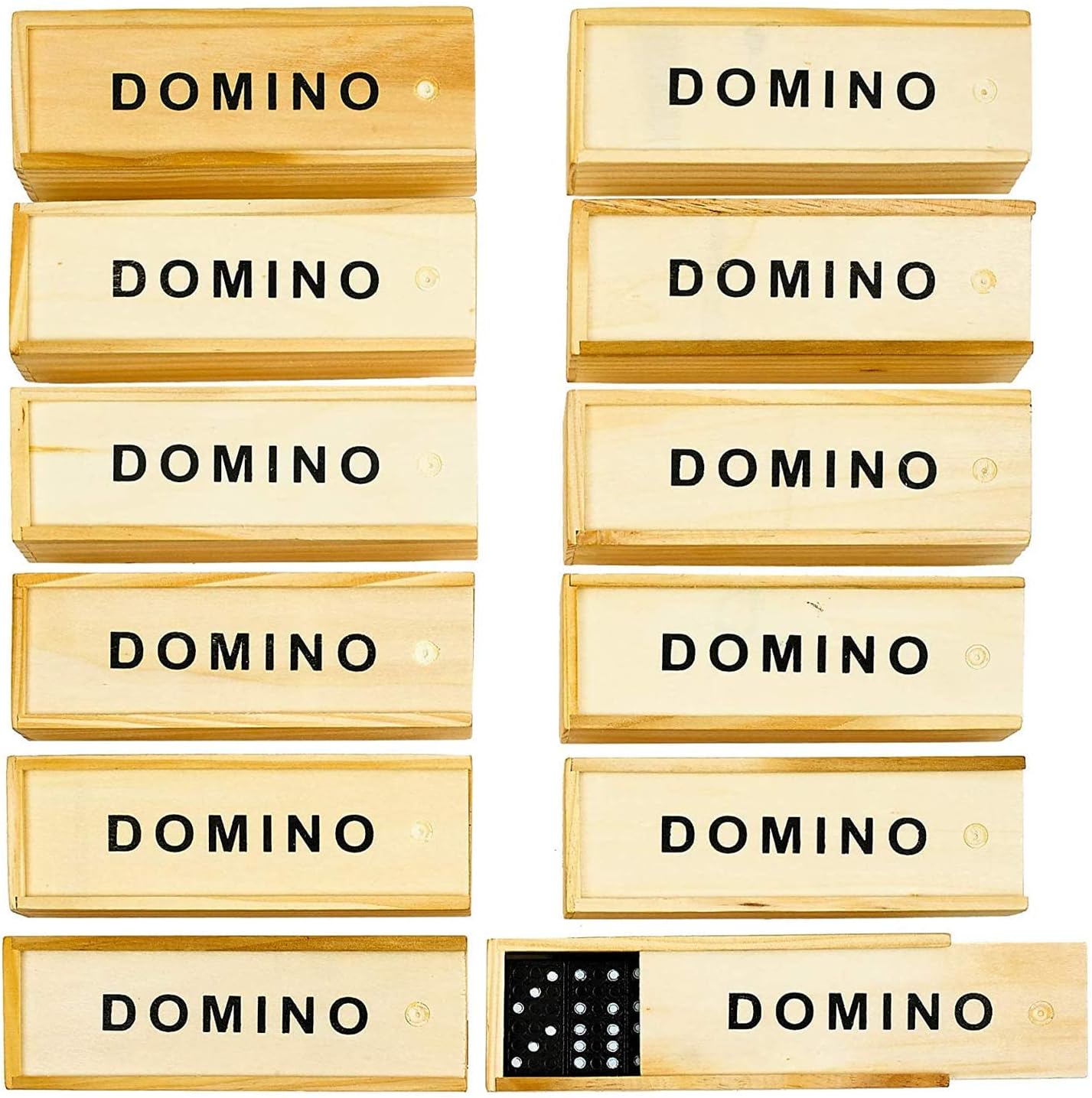 Kicko Mini Wooden Dominoes Set - 12 Pack - Miniature Classic Board Games - Small Blocks, Educational Toys, Game Tiles, Leisure Time, for Teens and Adults