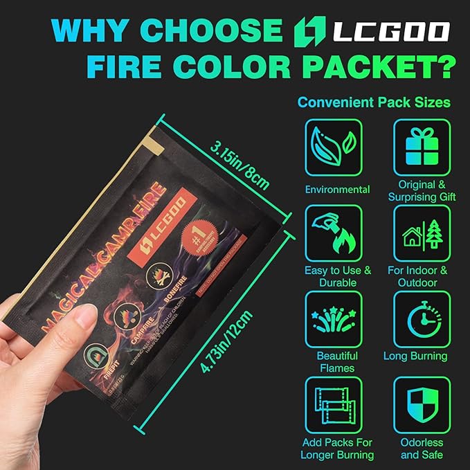 Fire Color Changing Packets for Campfire, Bonfire & Outdoor Fireplaces - Magical Color Flame Packets