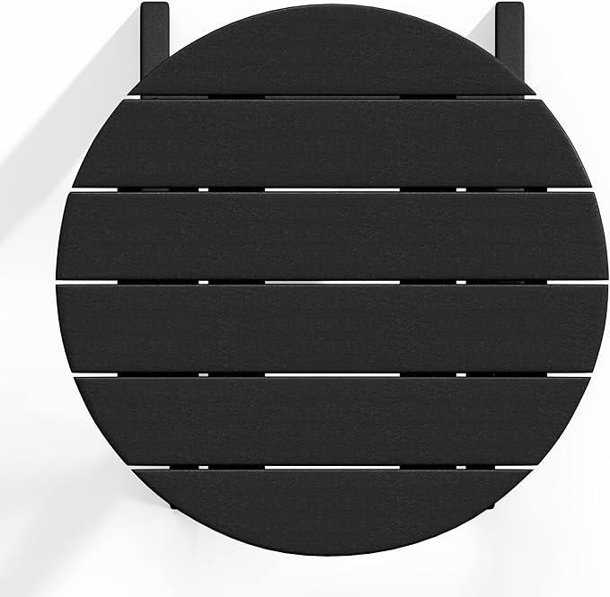 Costaelm Paradise HDPE Outdoor 24.5 Inch Round Portable Folding Patio Dining Table, Black