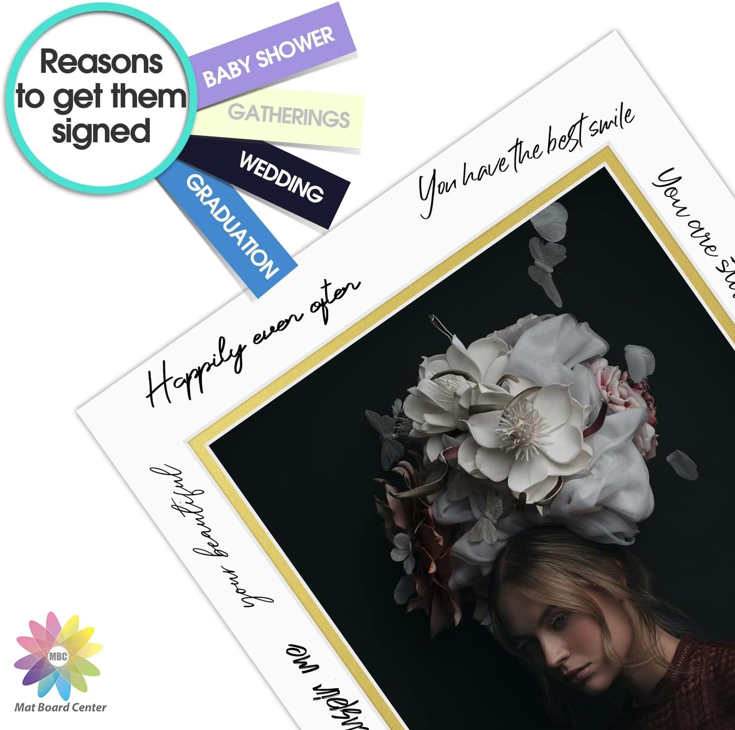 Mat Board Center, Double Mat - Acid Free, 8-ply Thickness, White Core - for Pictures, Photos, Framing (Off White Over Gold, 11x14 for 8.5x11, Pack of 5)