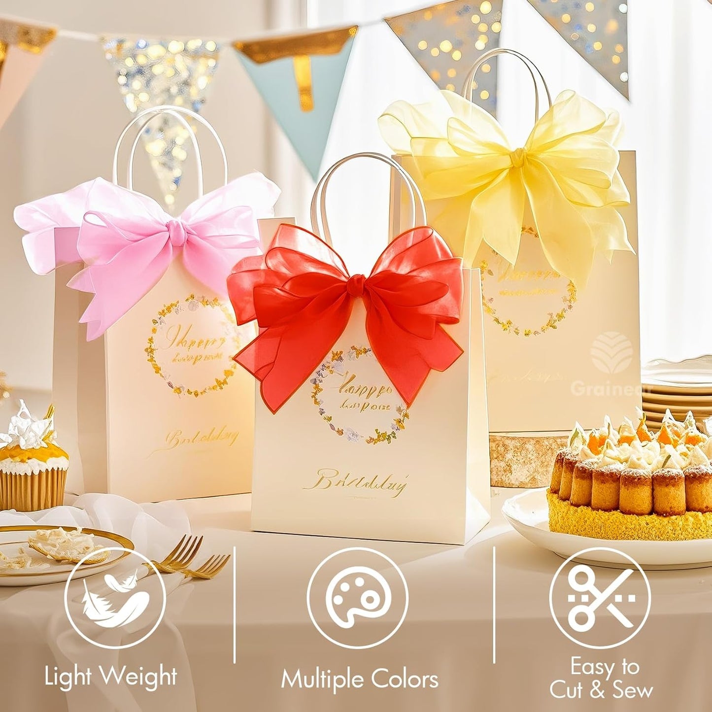 Black Crystal Organza Fabric – 16" x 5 Yards Lightweight Sheer Tulle for Bows, Tutus, Table Runners, Gift Wrapping, Crafts & DIY Sewing (Folded Package)