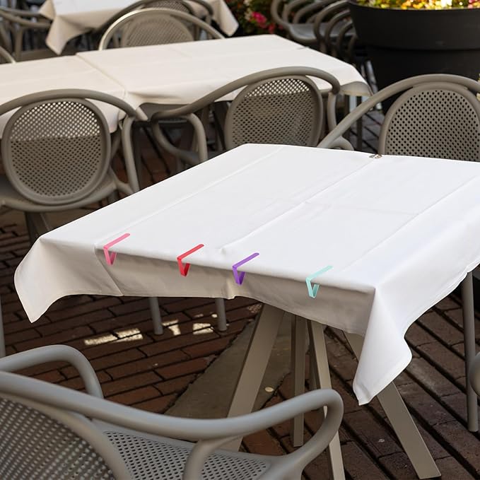 uxcell 4 Pack Tablecloth Clips, Stainless Steel Table Cloth Cover Clamps, 2.95" x 1.77" Windproof Holder Clips for Home Party Picnic Wedding Camping Dining Tables, White
