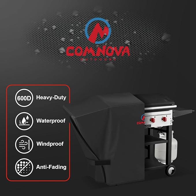 Comnova Griddle Cover for Camp Chef FTG600 - Premium 600D Outdoor Flat Top Grill Cover Heavy Duty & Waterproof for Camp Chef 4 Burner Griddle FTG600, FTG600P, and FTG600GL - 63.5 x 22 x 36 Inch