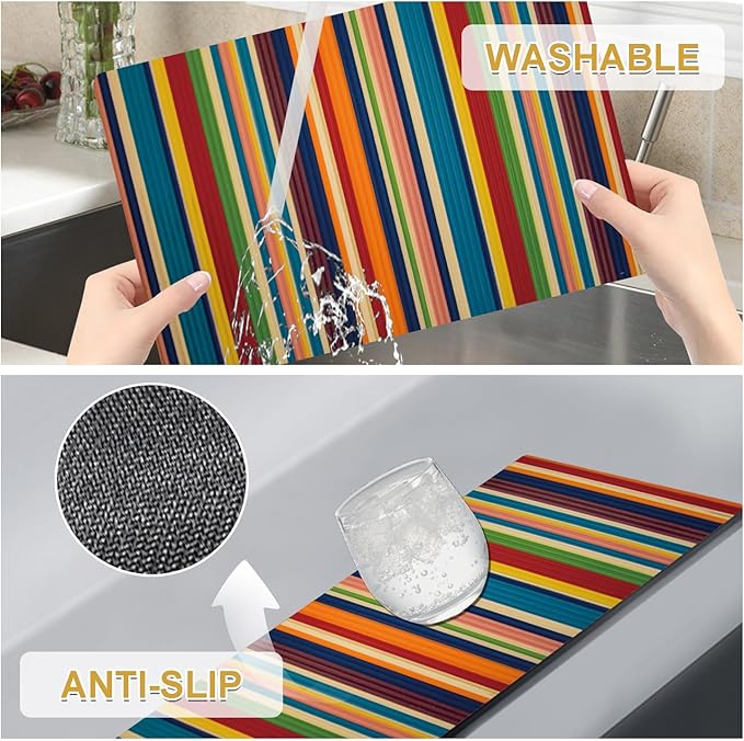 Faux Leather Placemats Set of 4 - Color Stripe Resistant Placemats for Dinner Table, Non-Slip Waterproof Oil-Proof Washable Reusable Placemat for Indoor Outdoor Kitchen Decor, 15.75In*11.81In