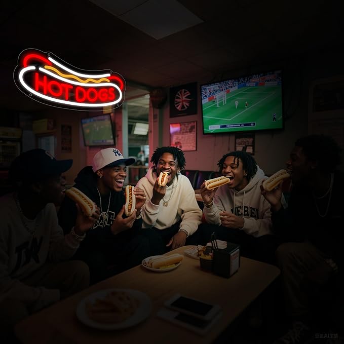Hotdog Neon Sign for Wall Decor, Hotdog Led Signs, Dimmable USB Powered Neon Light Sign for Fast Food Shops, Home, Business, Bar Pub, Store