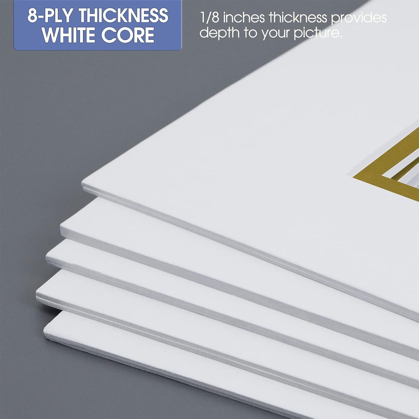 Golden State Art, 11x14 Double Mats for 8x10 - for Photos, Pictures, Frames - Acid-Free, 5 Pack, Off White Over Old Gold