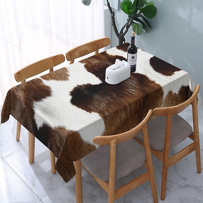 Worltoldb Cow Tablecloths Polyester Table Cloth for Kitchen Dinning Table Washable Table Cover for Parties Wedding Picnic