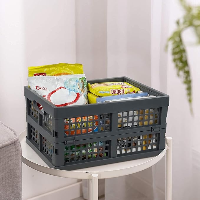 15 Liter Collapsible Crates, Plastic Folding Basket Bins Set of 3