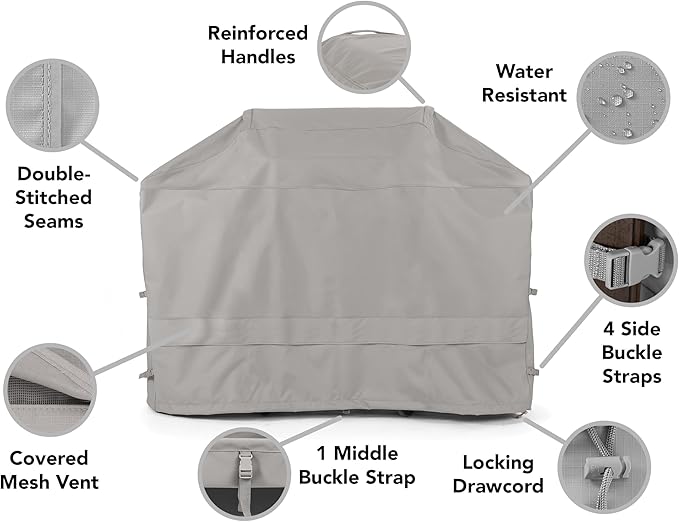 Covermates Grill Cover - Weather Resistant Outdoor Cover, Heavy Duty BBQ Covers for Large Outdoor Kitchen, Ultima 600D Polyester, 80 Inch, Ripstop Grey