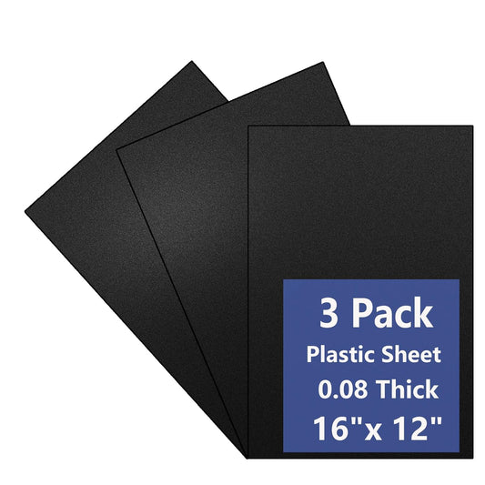 3 Pack Black Plastic Sheet 12x16x0.08 in Flexible High Tensile Plastic Sheets Black Plastic Panel for DIY Materials Handicrafts Home Decoration