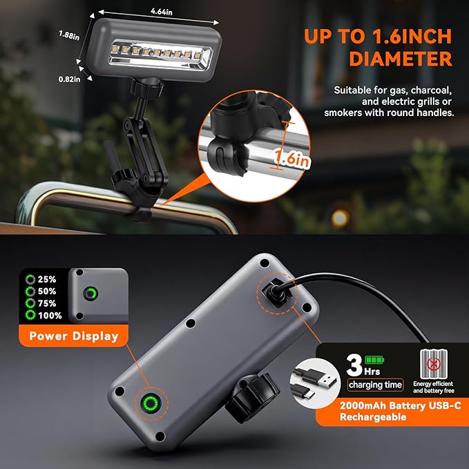 360°Adjustable Grill Lights for Outdoor Grill Designed for Blackstone Weber Griddle, BBQ Grill Light at Night with 360° Adjustable, LED Grill Lights for Outdoor, Gifts for Dad Men