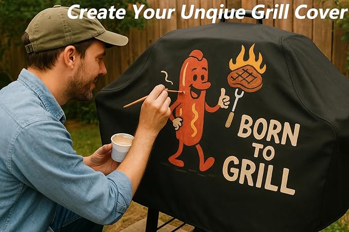 Grill Cover for Outdoor Grill,58 Inch,Black–Upgraded Lightweight Material,Waterproof,Weather Resistant,UV & Fade Resistant with Adjustable Straps–BBQ Gas Grill Cover for Weber Genesis,Charbroil,etc