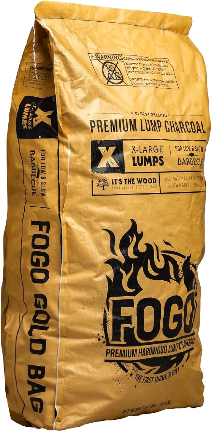 FOGO Super Premium Hardwood Lump Charcoal 35 Pound Bag, Fogostarters Natural Fire Starters and Blazaball Bundle