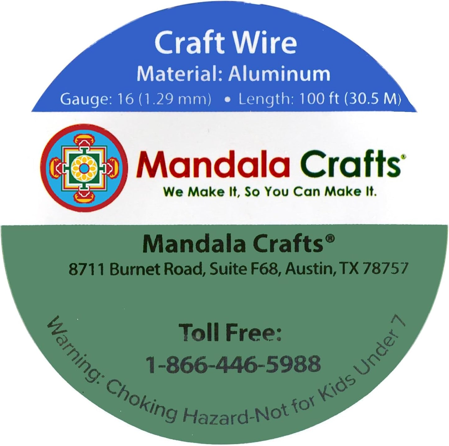 Mandala Crafts 16 Gauge Anodized Aluminum Craft Wire for Jewelry Making - 100 FT Colored Flexible Silver Tone Wire - Bendable for Bonsai Armature Crafting Sculpting