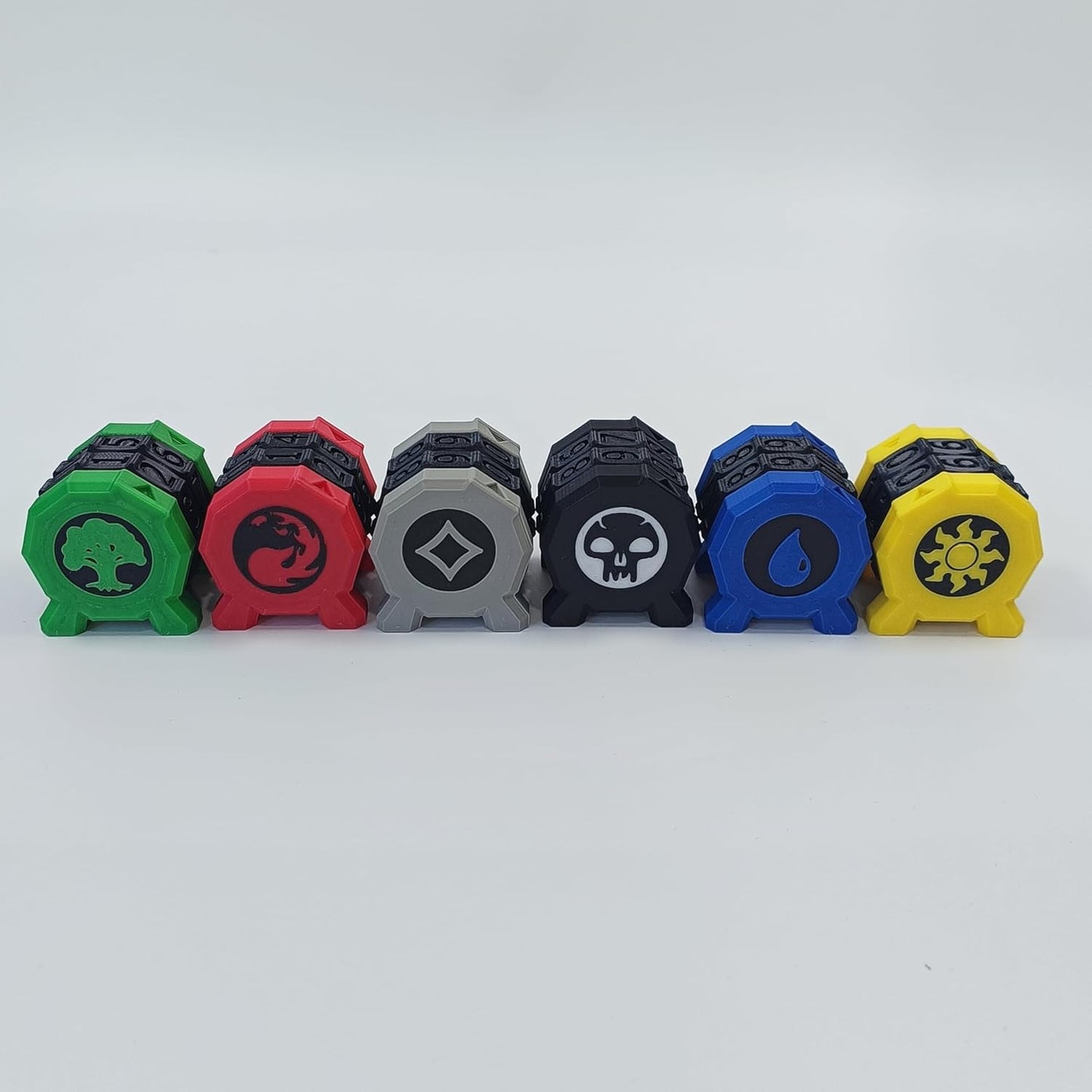 6PCS MTG Life Counter Set, 6 Terrain Types, 1.3 inch Gaming Tokens, Multi-Color