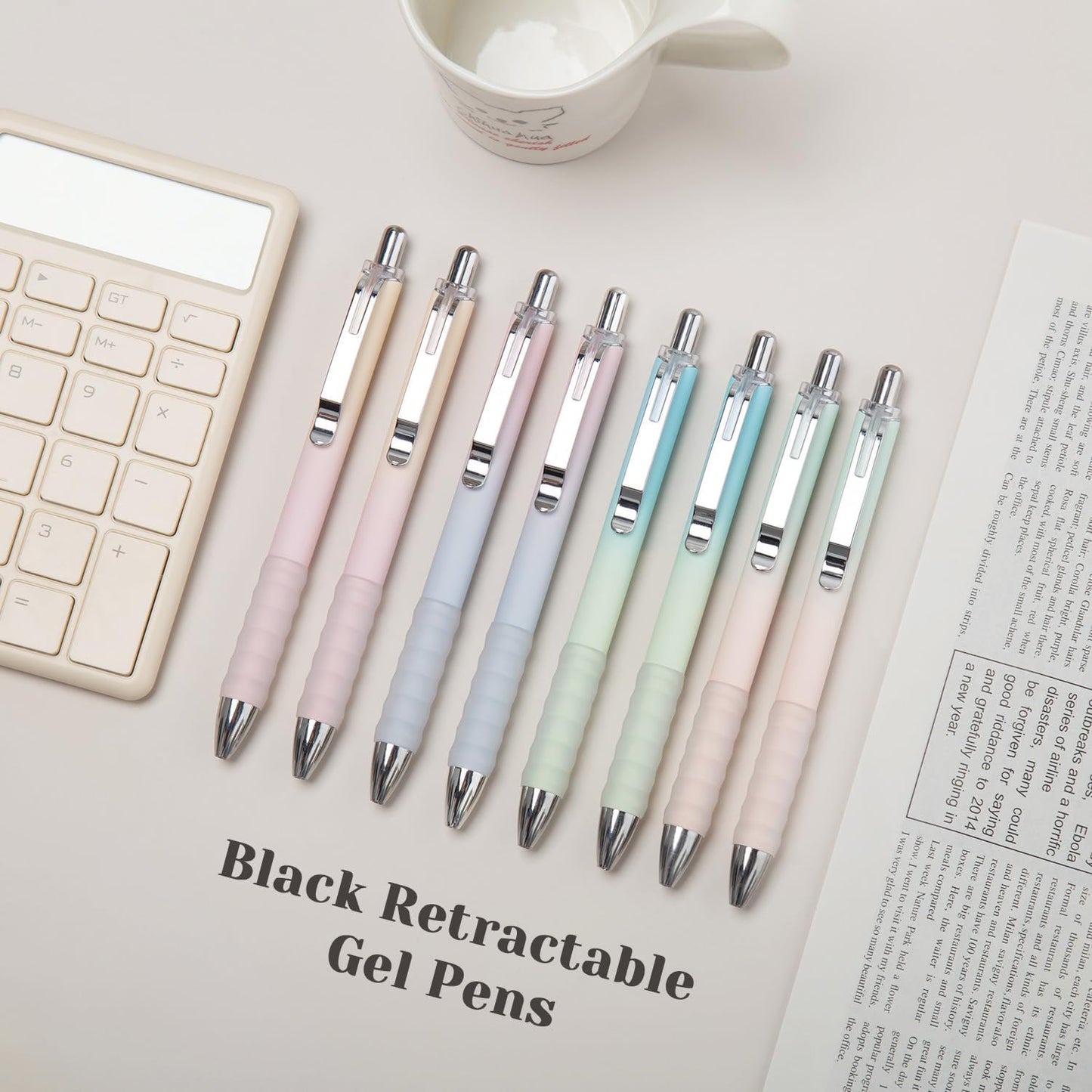 Gel Pens Fine Point 0.7mm Black Ink Gel Pen Retractable Cute Pens for Smooth Writing School Office Supplies, Pack of 12