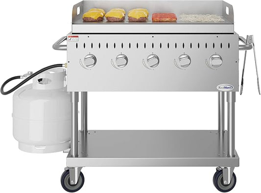 36 in. Commercial Outdoor Propane Grill with Griddle in Stainless-Steel, ETL Listed (CGKIT3-36G)