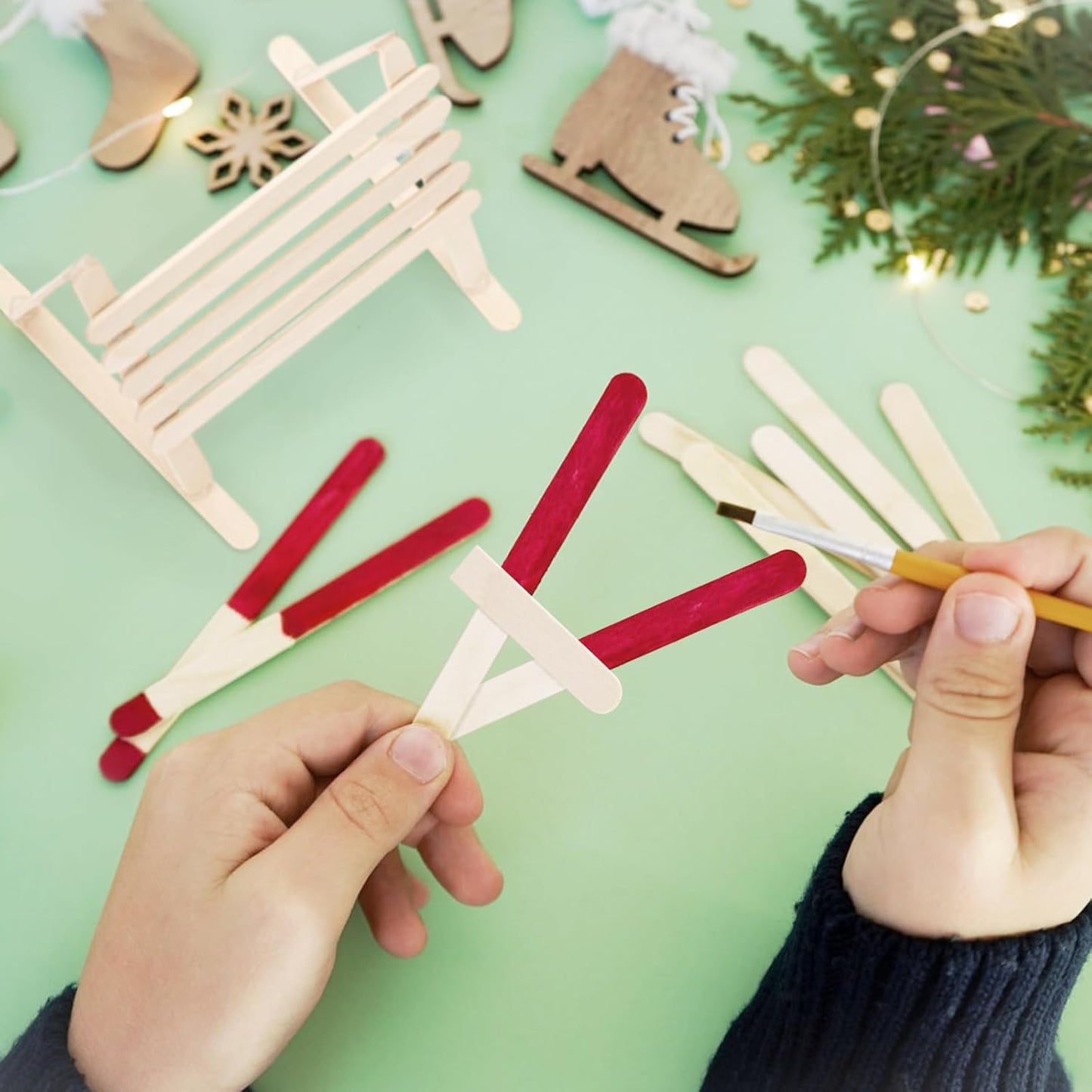 WISYOK 1500 Pcs Wooden Popsicle Sticks for Crafts, 4.5 Inch, Lollipop & Ice Cream Sticks for Creative Designs or DIY Craft, Home Art Projects