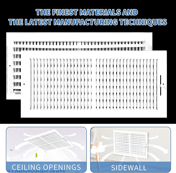 20x8 Vent Register [Duct Opening], Vent Covers for Home Ceiling, Two-Way Ventilation Register, Adjustable Solid Steel Wall Register Vent Cover (20"W x8"H [Duct Opening])