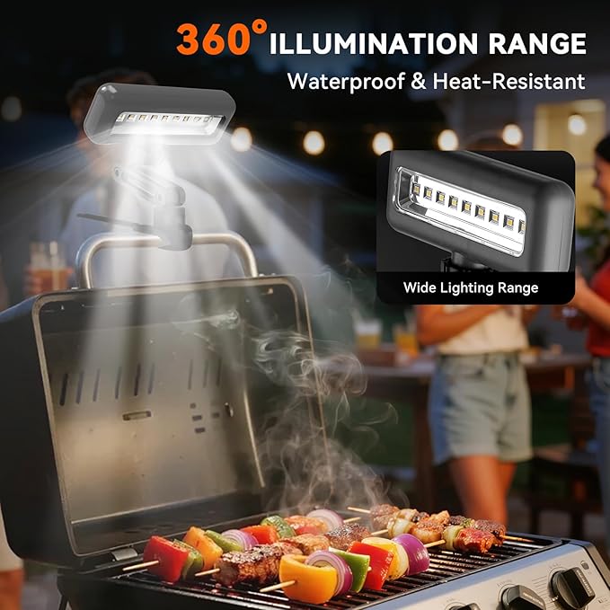 360°Adjustable Grill Lights for Outdoor Grill Designed for Blackstone Weber Griddle, BBQ Grill Light at Night with 360° Adjustable, LED Grill Lights for Outdoor, Gifts for Dad Men