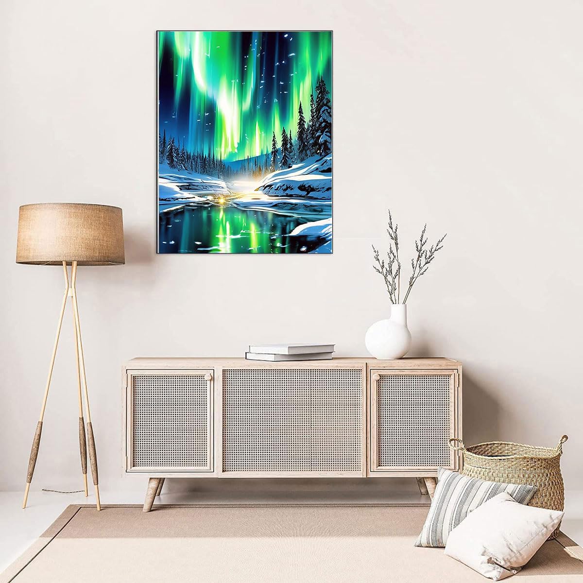 Aurora Stamped Cross Stitch Kits - Landscape Counted Cross Stitch Kits for Beginners Adults Needlepoint Cross-Stitch Patterns Dimensions Needlecrafts Embroidery Kits Arts and Crafts