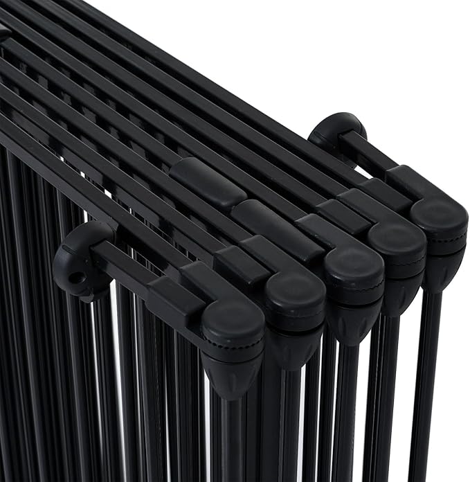 8-Panel Configurable Metal Safety Gate Play Yard - 200" Adjustable Pet Fence with Walk-Through Door for Stairs, Fireplace, Christmas Tree - Indoor Foldable Child Barrier, Black
